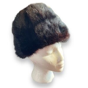 Vintage Fur Hat Mr. Henri‎ Mink 60s Womens Black Winter Original Cap